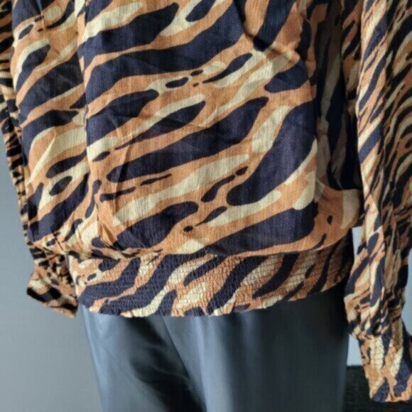 Anthropologie Stripe Puff Sleeve Blouse Sz Small - Picture 10 of 15